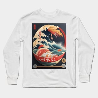 Japanese ramen wave sushi plate Long Sleeve T-Shirt